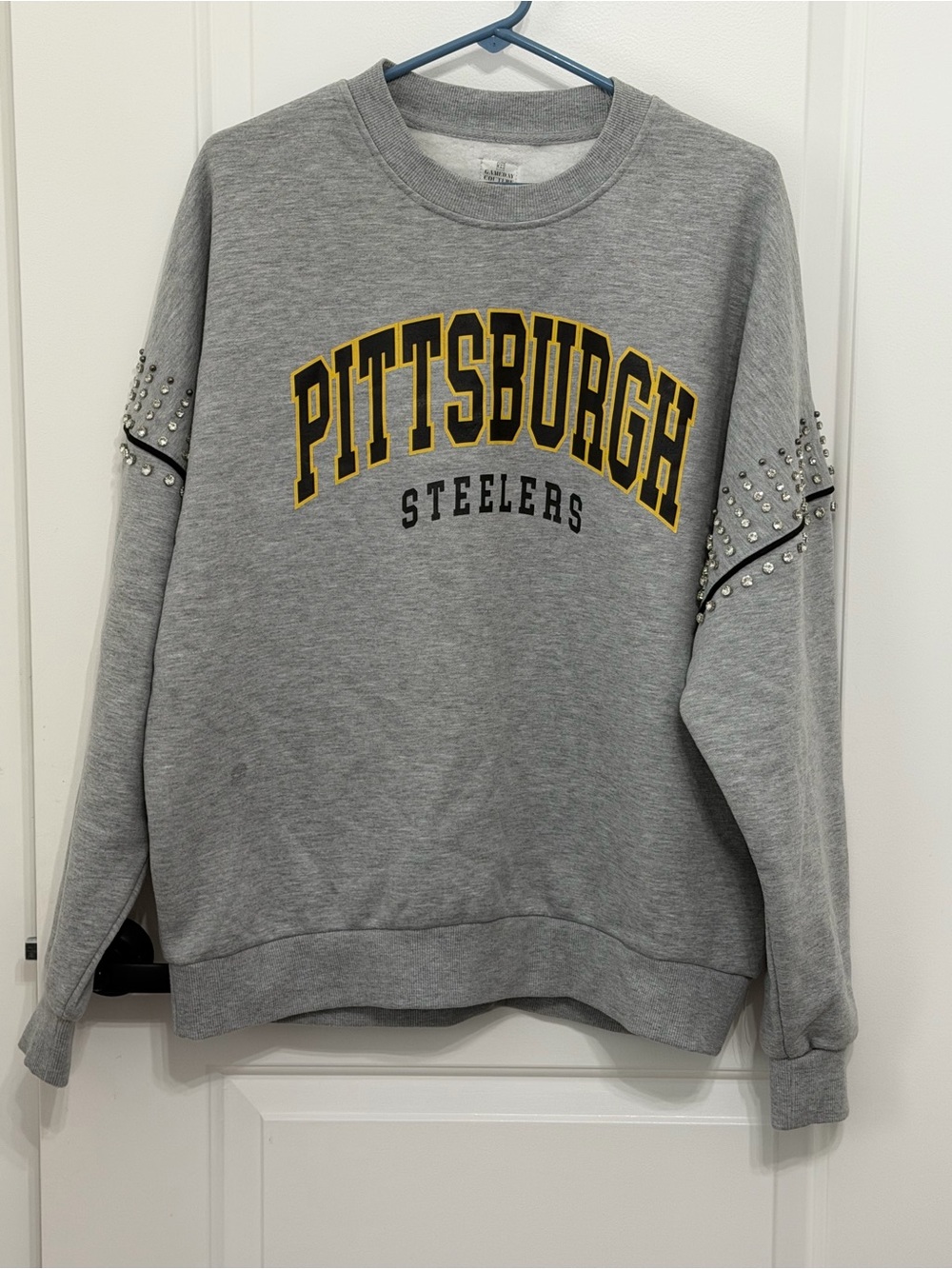Gameday Couture Pittsburgh Steelers Rhinestone Sleeve Crewneck Sweatshirt S